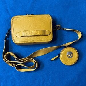 Coach Mustard Yellow Crossbody Bag with Skull Coin Pouch